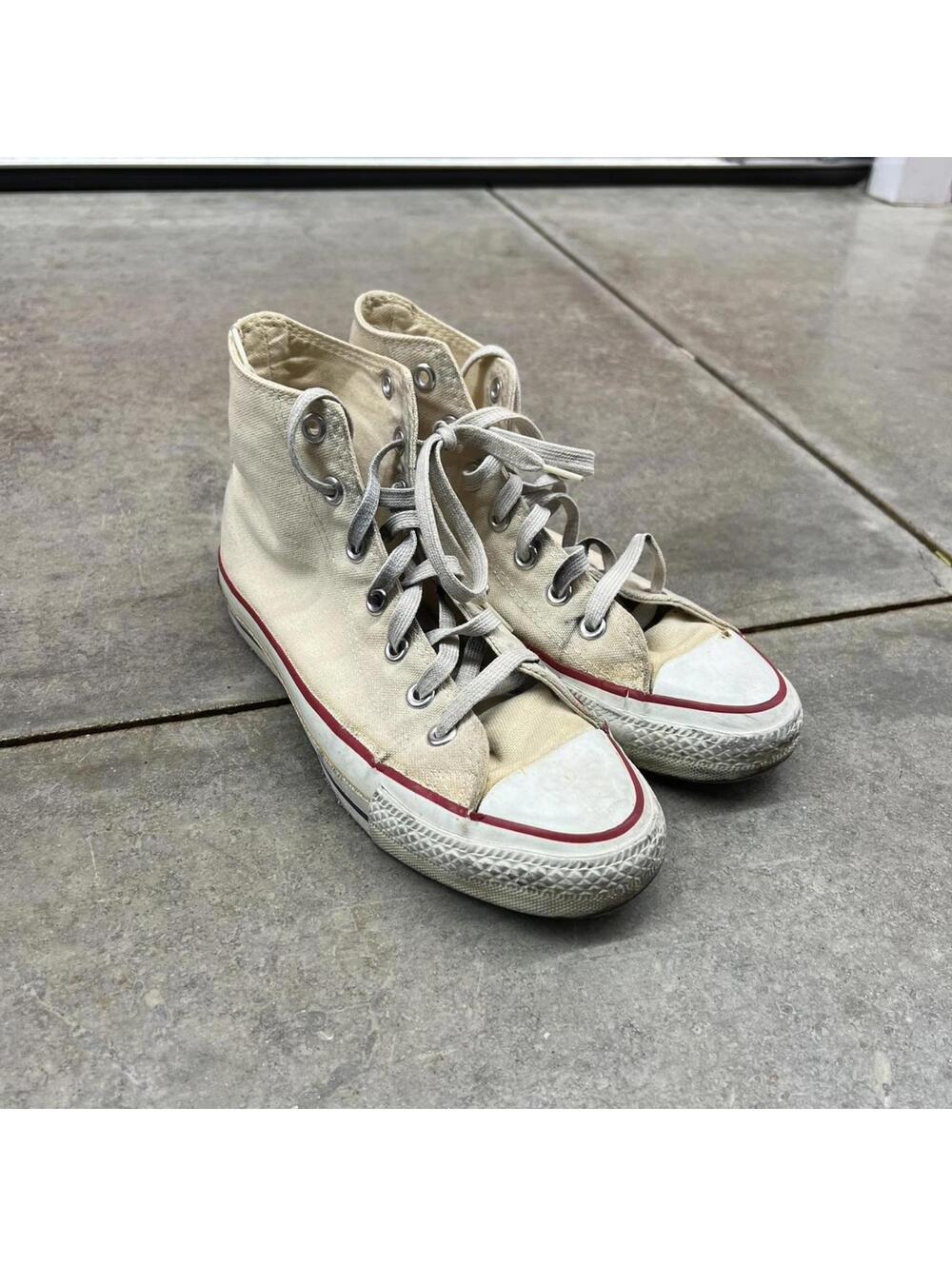 vintage converse chuck taylor made in usa white hi top shoes size 5.5 WOMENS